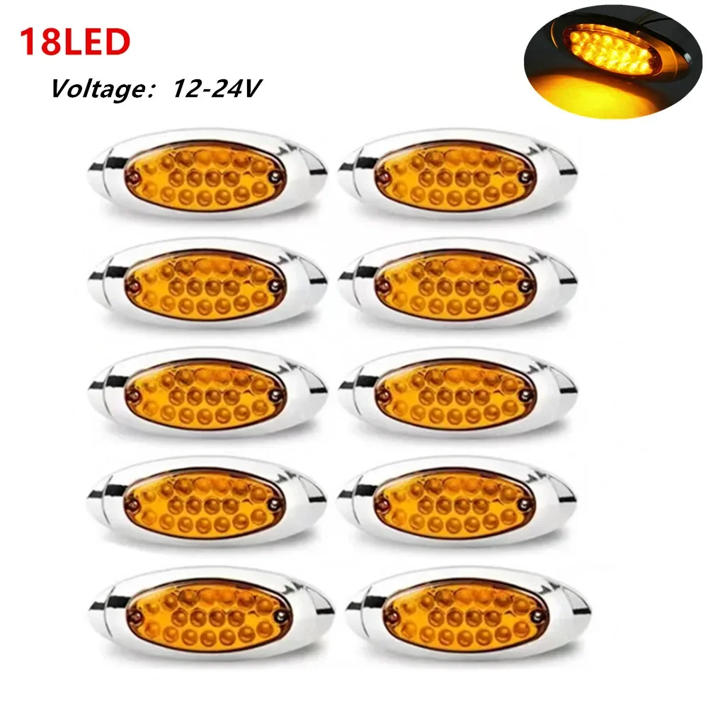 

10PCS Amber taillight Side light Truck Clearance Turn indicator Light 12V 16LED Trailer Caravan BUS Van Side Marker Light 24V