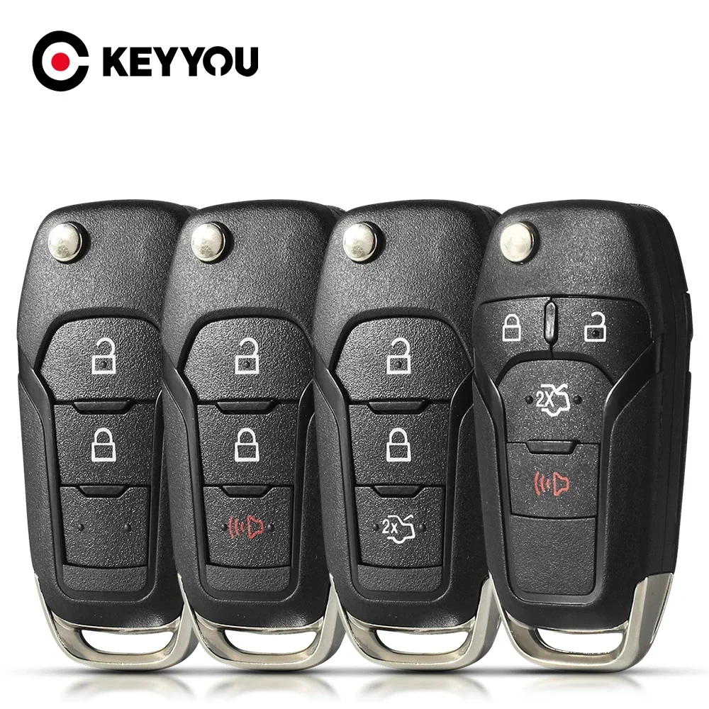 KEYYOU Flip Remote Car Key Case For Ford Focus Fusion Edge Explorer Mk2 Mk7 Ranger HU101 Blade Fob 2/3/4 Buttons