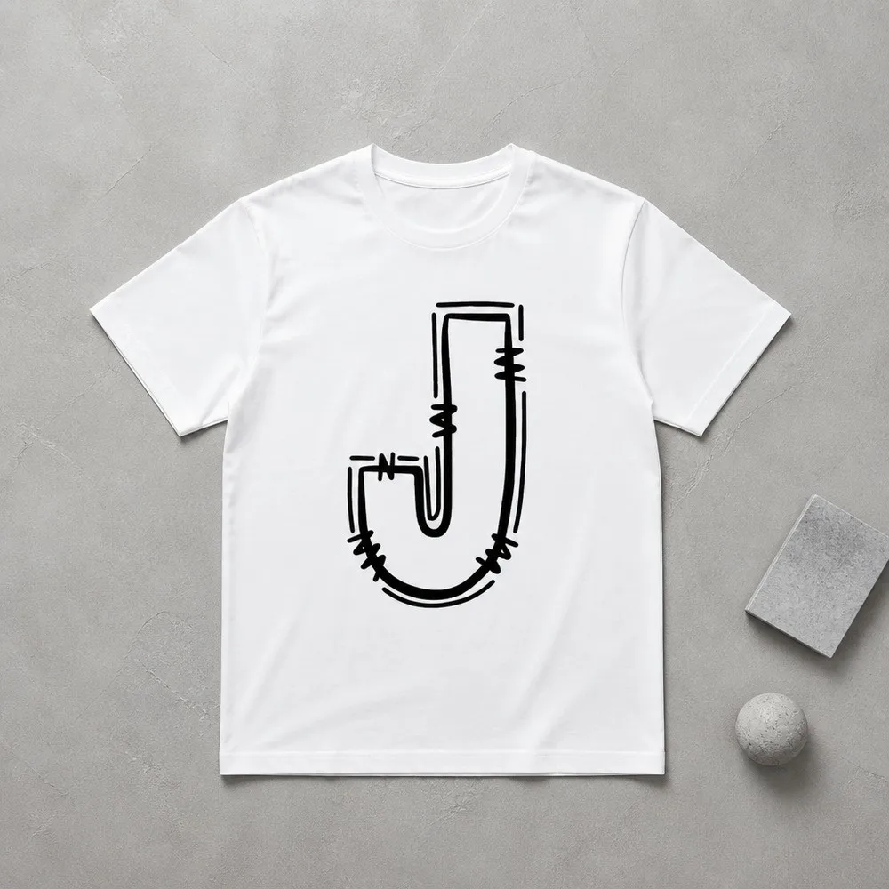 Breathable Cotton Men's Casual T-Shirt - Comfort Fit with Stylish J-Letter Print for Spring & Summer