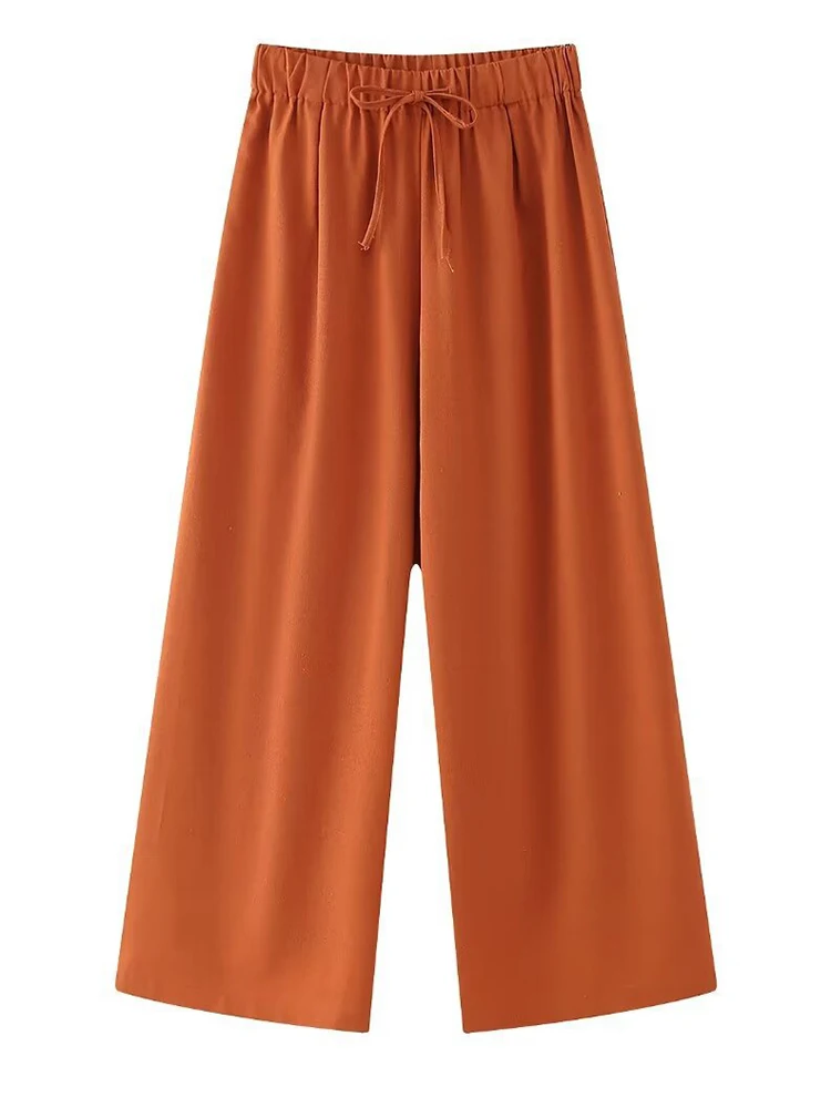 [EAM] Big Size Orange Blazer Wide Leg Pants Two Piece Suit New Lapel Long Sleeve Women Fashion Tide Spring Autumn 2024 1DH7082