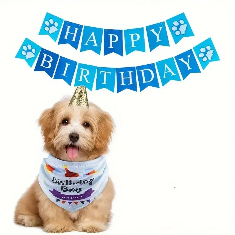 Puppy Dog Happy Birthday Banner Garland for Baby Boy Girl 1st Birthday Baby Shower Pet Theme DIY Party Decoration