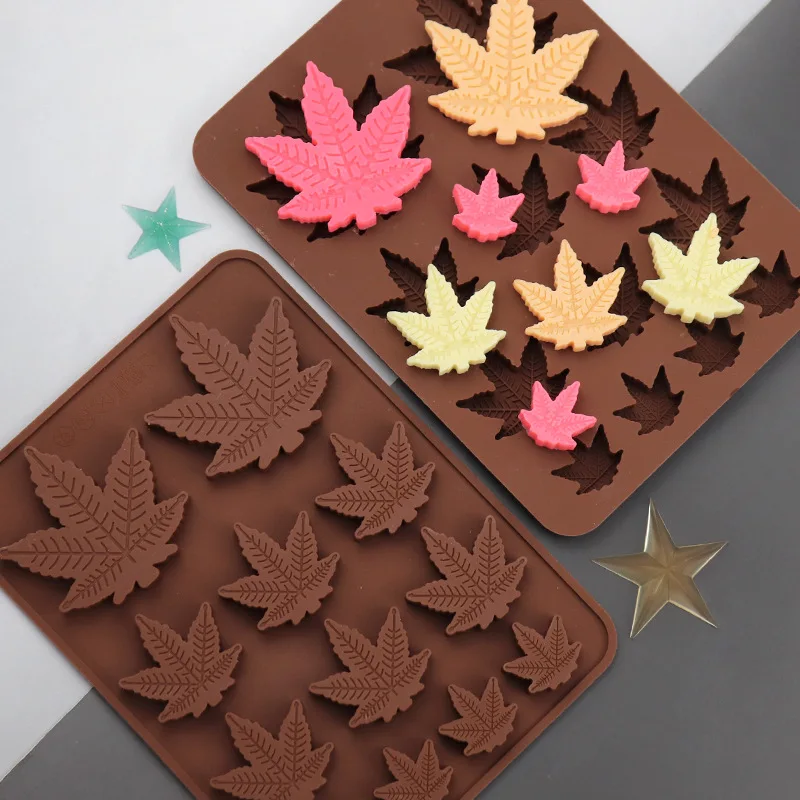 DIY12 Hohlraum Ahornblatt Silikonform Silikon Süßigkeiten Schokolade Formen Fondant Kuchen Dekorieren Werkzeuge Eiswürfelform