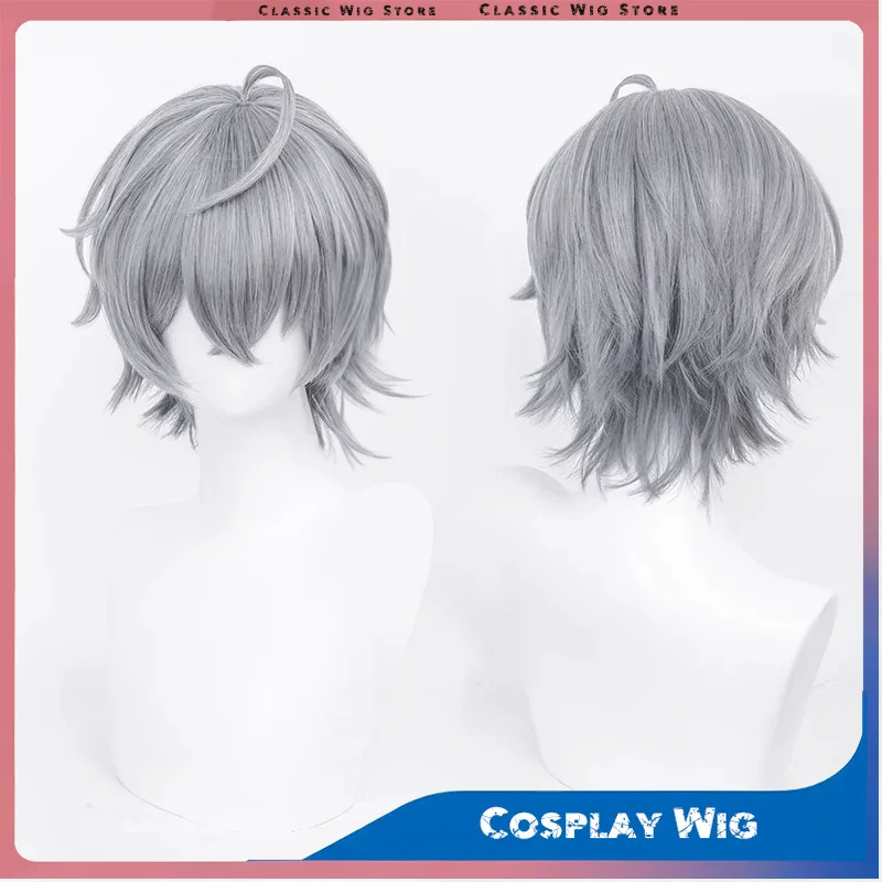 

Короткий серый костюмный парик с челкой, средняя часть, мужской костюм аниме, вечерние синтетические волосы