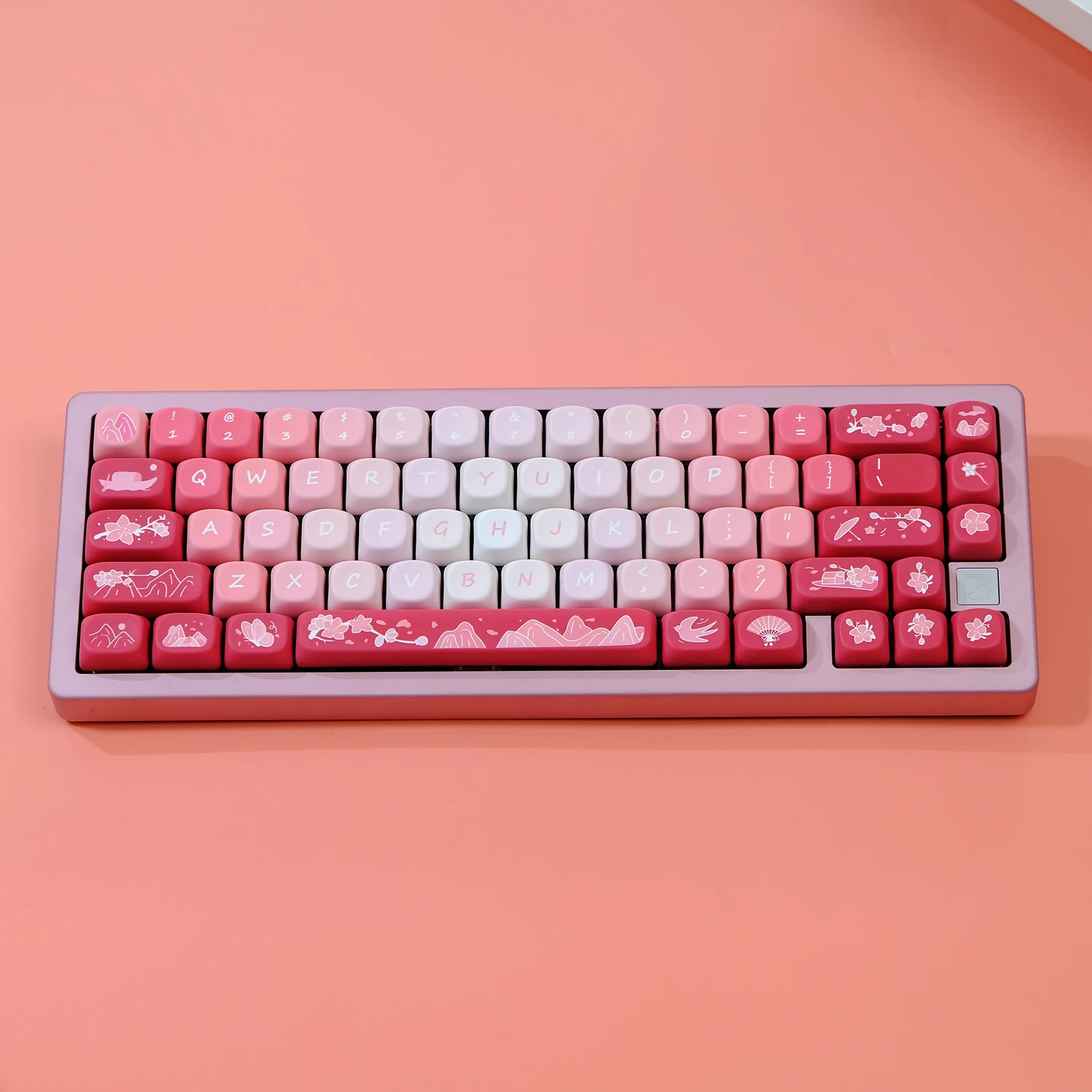 

Peach Blossom Gradient Keycaps MOA Profile Keycap PBT Dye Sublimation KeyCap For MX Switch Mechanical Keyboard 61 68 67 87 84 98