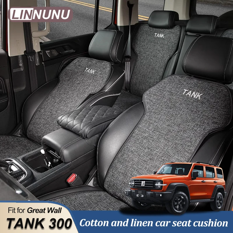 LINNUNU Car Cotton and linen Seat Cushion Full Set Protective Cover Breathable seat cover pad For Great Wall GWM WEY Tank 300