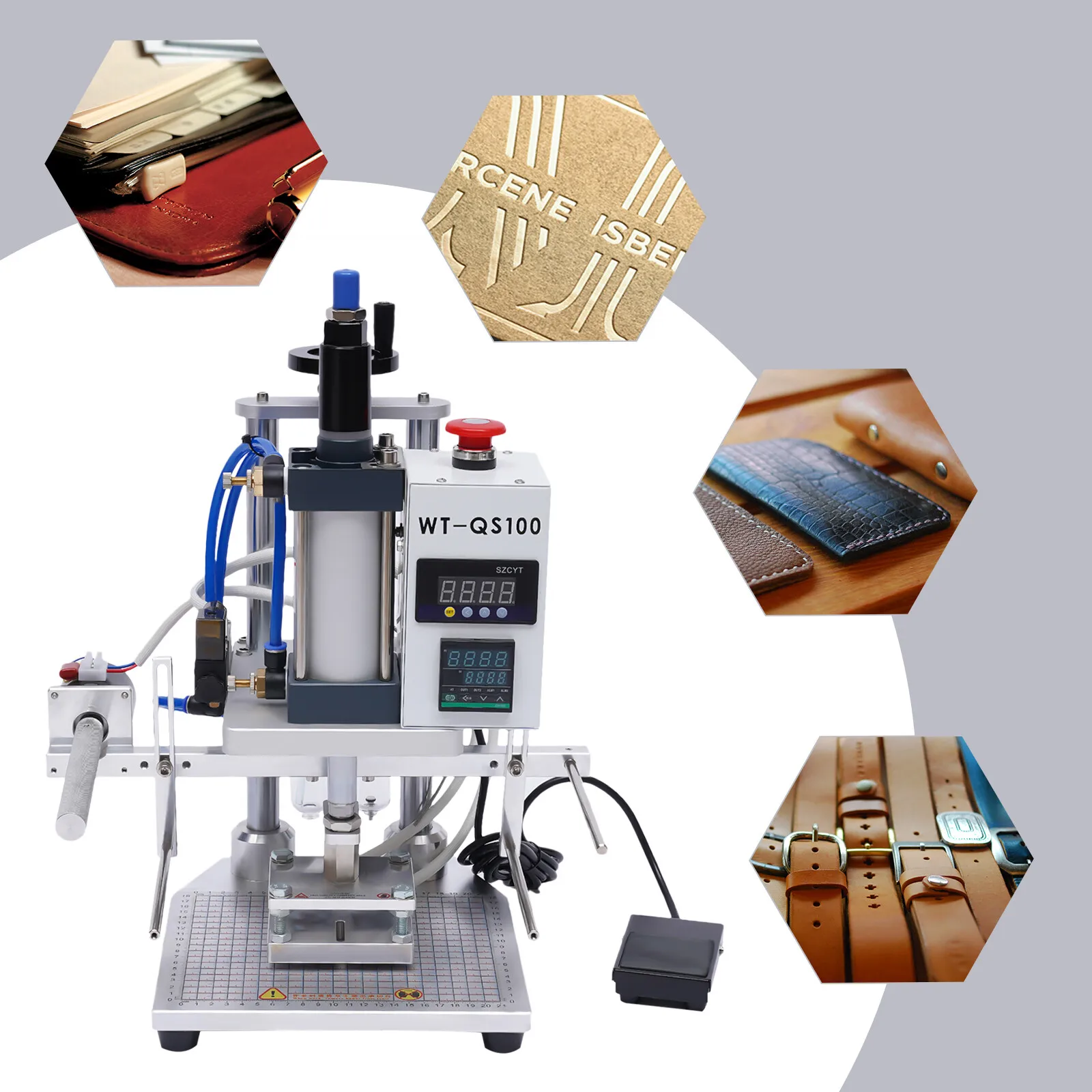 Automatic Pneumatic Hot Stamping Machine, Bronzing & Branding Equipment for ABS Plastic, PVC Film, Wood and Rubber Materials