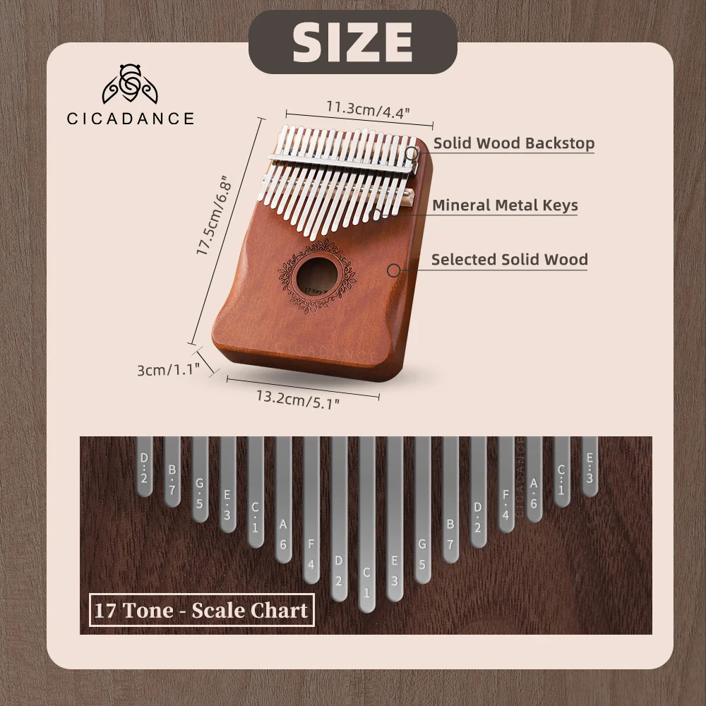 17 Keys Kalimba Thumb Piano Mahogany Calimba Portable Mbira Keyboard Musical Instrument With Accessories Gift For Kids Beginner