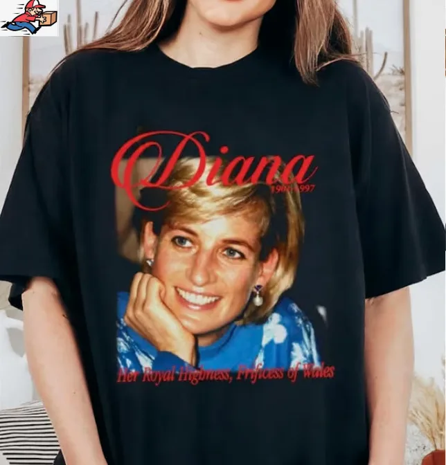 

Diana Princess Vintage Shirt 90s Tee T-Shirt Memorial Queen Miss Black Lady Retr