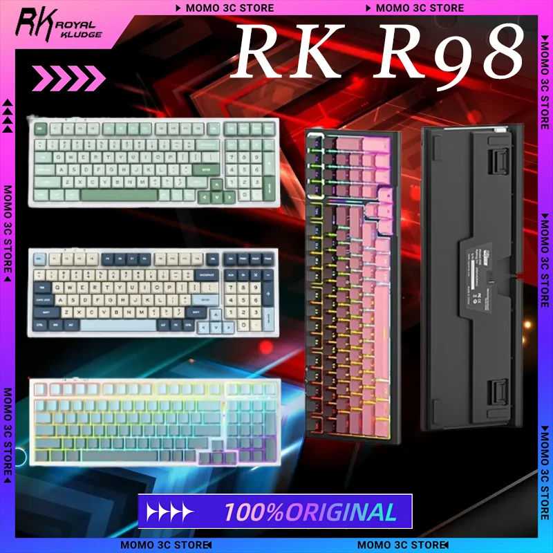 

Механическая клавиатура RK R98, трехрежимный бесшумный переключатель, прокладка, структура с горячей заменой, эргономика, RGB, киберспортивные офисные игровые аксессуары для ПК