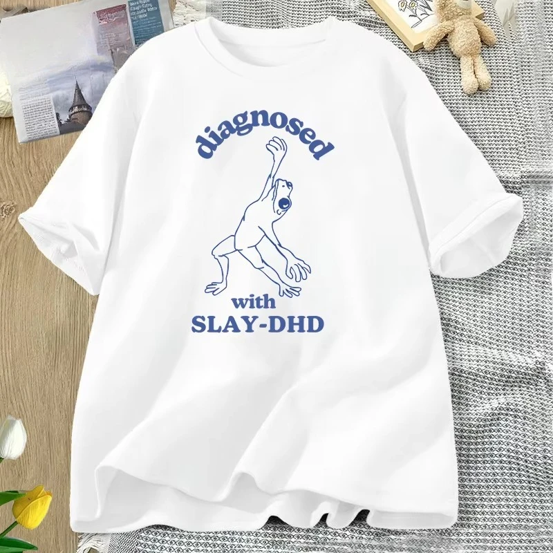 Funny Frog Mental Health T Shirt Women Men Cartoon Silly Meme Tshirt Summer Cotton Short Sleeve Graphic T Shirts Clothes Women