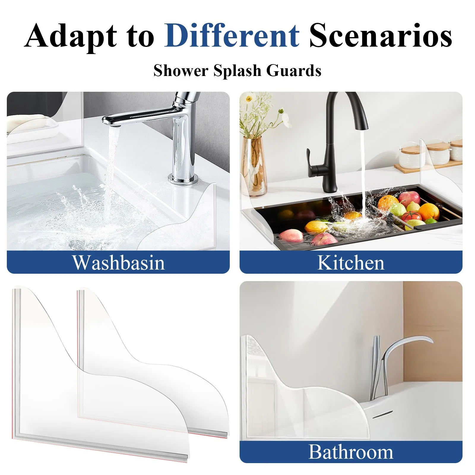 Acrylic Transparent Splash Guard Shower Water Deflector Bathroom Anti Splash Kit Sink Splash Protector Home Cleaning Essential