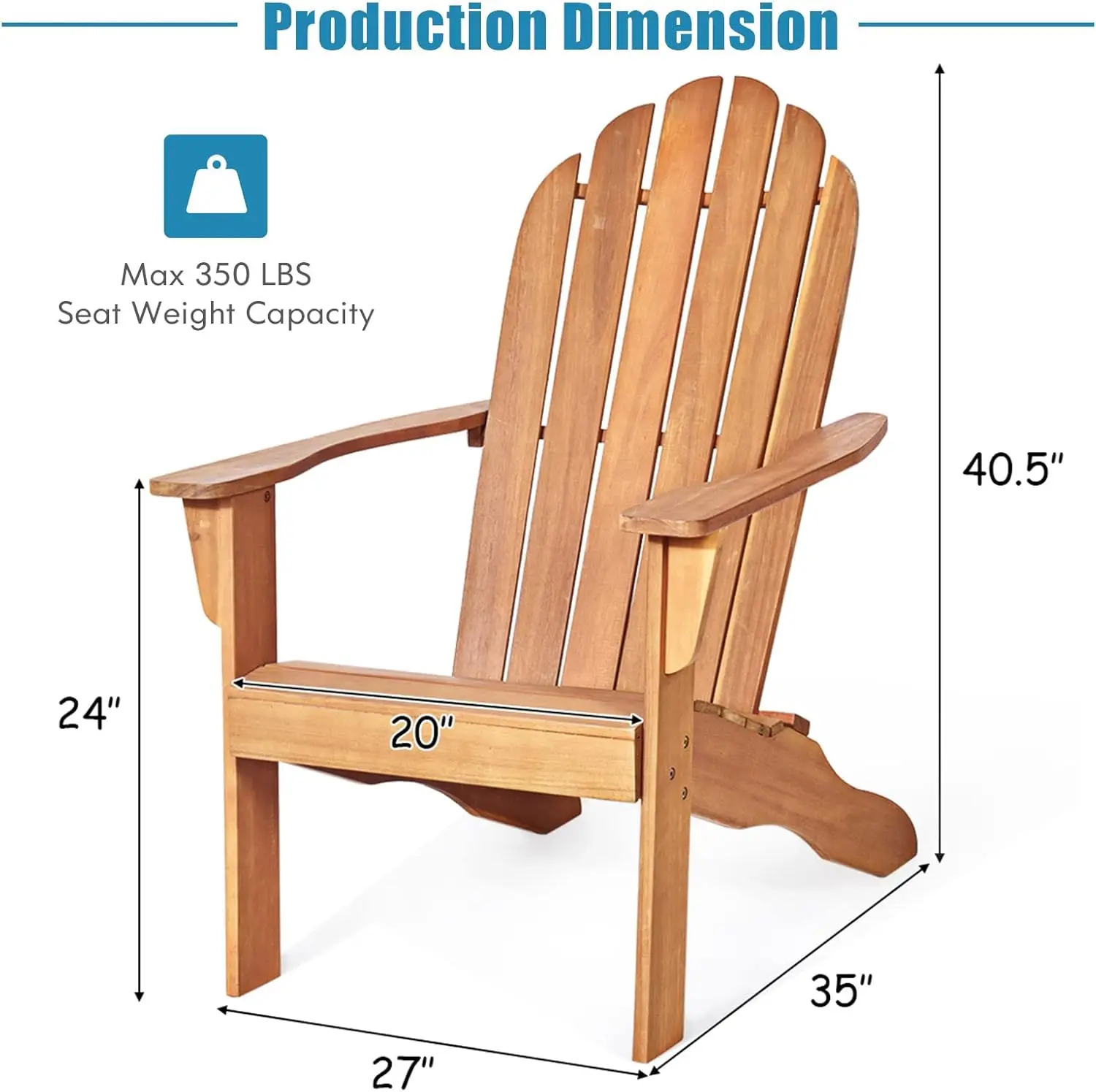 Tangkula-silla Adirondack de madera de Acacia, tumbona, sillones de exterior con asientos de listones, resistente a la intemperie, para exteriores