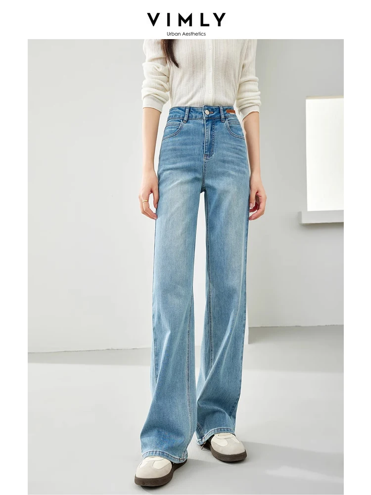 Vimly Casual Baggy Jeans Woman 2024 Spring Fashion Straight Wide Leg Denim Pant Full Length Trousers Jeans Female Clothes 72723