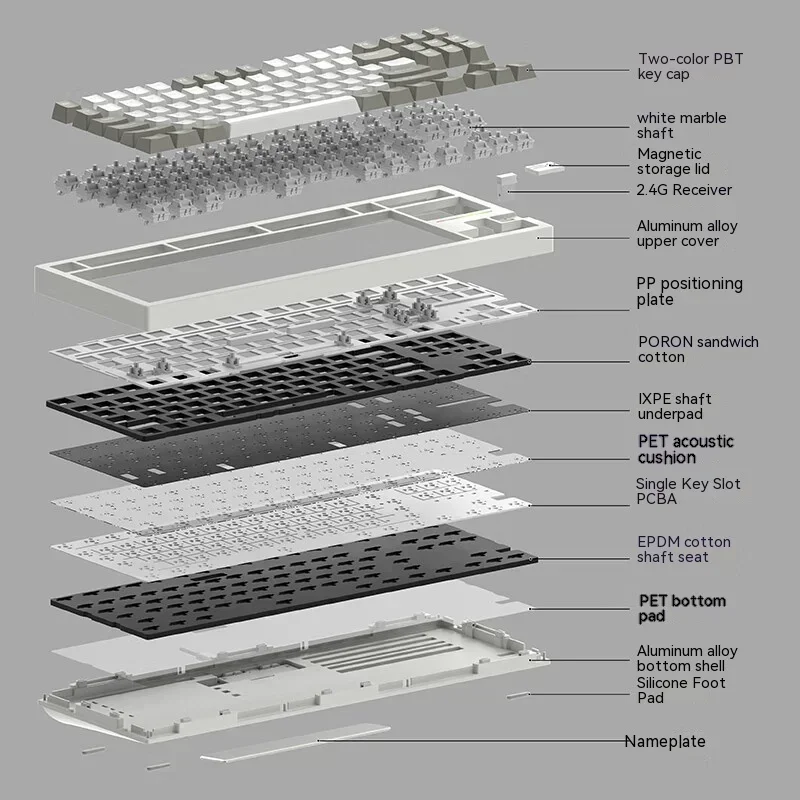 Imagem -05 - Liga de Alumínio Teclado Mecânico para Jogos Modo Rgb Gamer Kits em Estoque Galaxy80 Pro Hot Swap