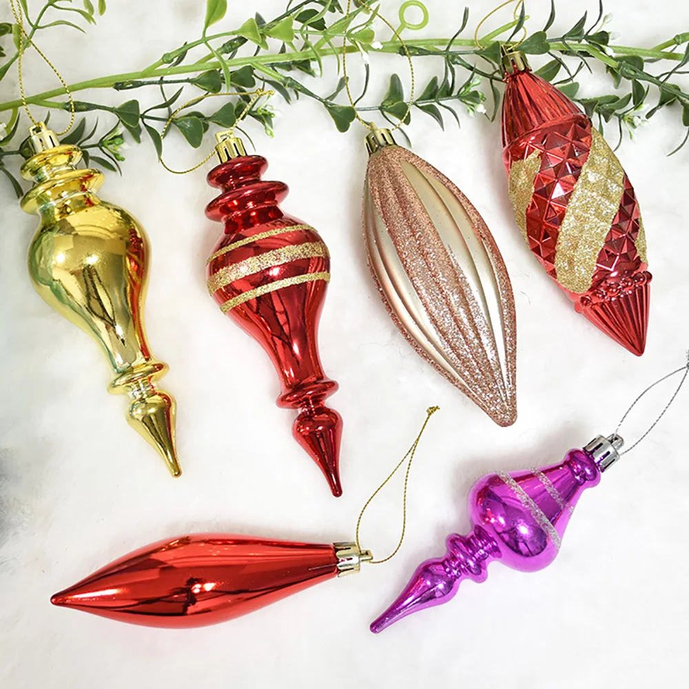 New Year Gift Ornament PVC Ice Cone Water Drop Pointed Fruit Christmas Tree Decorations Color Gourd Hanging Pine Cone Pendant