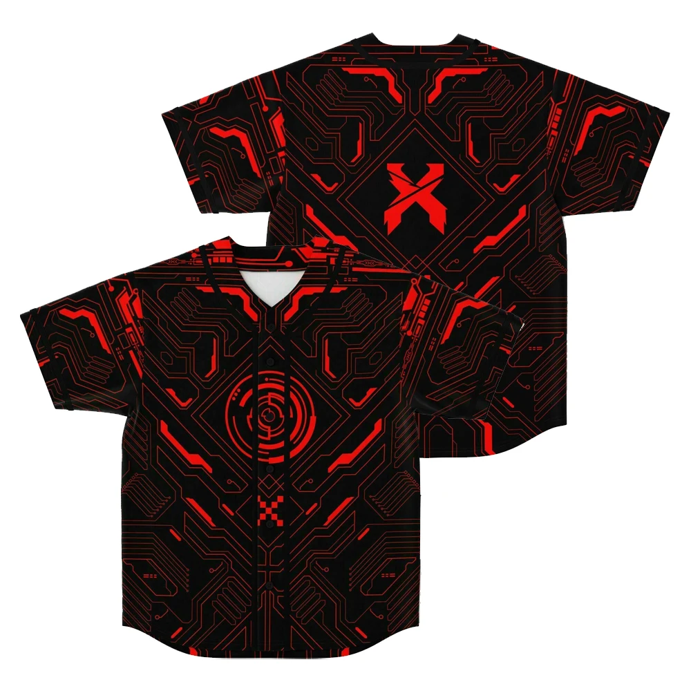 

Excision Merch Baseball Jersey Music Festival V-Neck Short Sleeve Button-Down Shirts Men Women Streetwear Tops