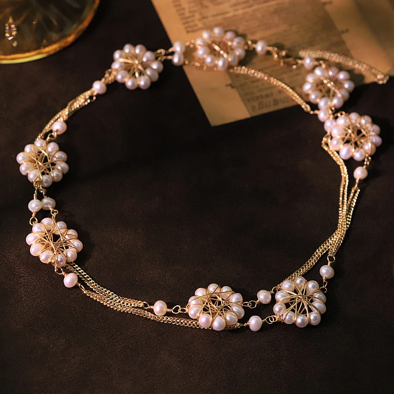 Kalung Liontin Rantai Sweater - Pearl Trim Chain ulasan dan harga