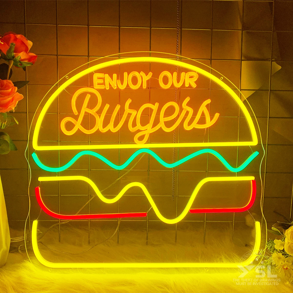 

Hamburger shape neon custom-made, applicable to restaurants hamburger shop shop led neon lights to create an atmosphere