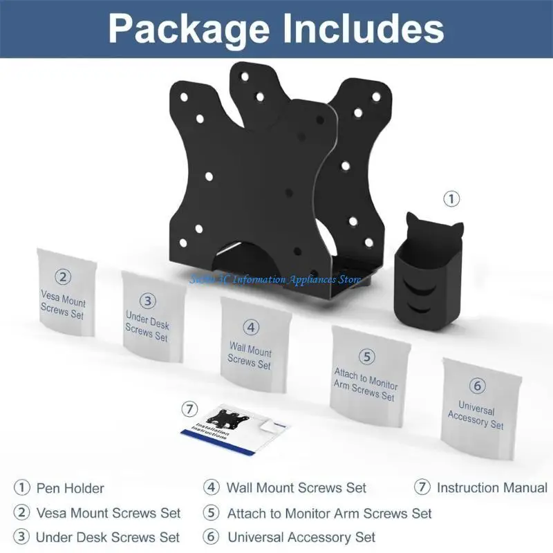 Small PC Mount Easy Installation Small PC Computer Holder Mini Gaming PC Mount Under Desk Mount for VESA Mount Adapter