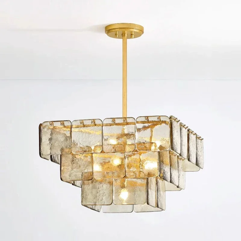 Nordic Amber Texture Clear Glass Chandelier Classy Home Applicant LED E14 Dimmbale Lamp Suspension For Living Room