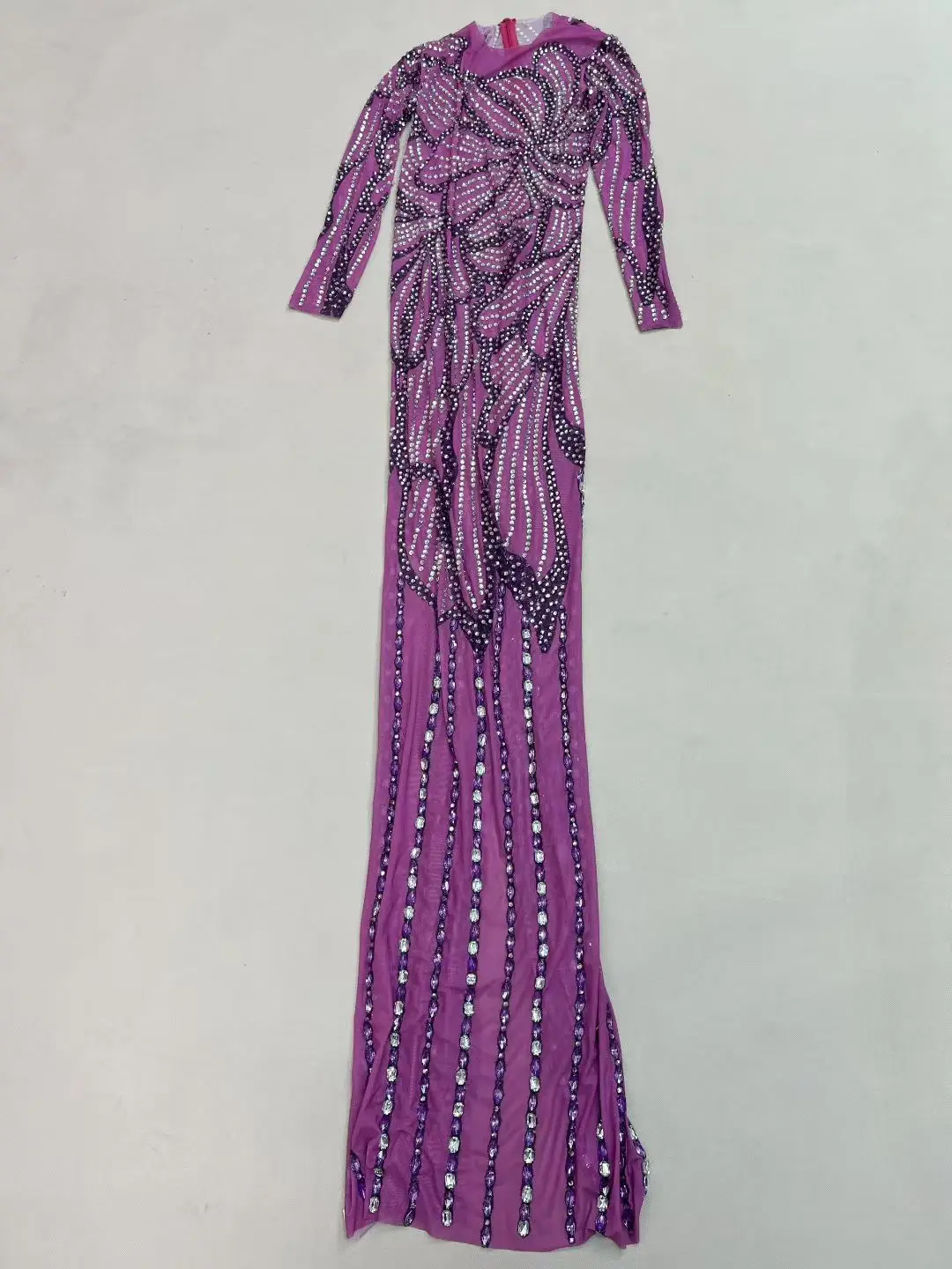 Lange Ärmel Blume Diamant Geburtstag Party Feier Langes Kleid Weibliche Abend Bankett, Figurbetontes Kleid Frauen Prom Club Outfit