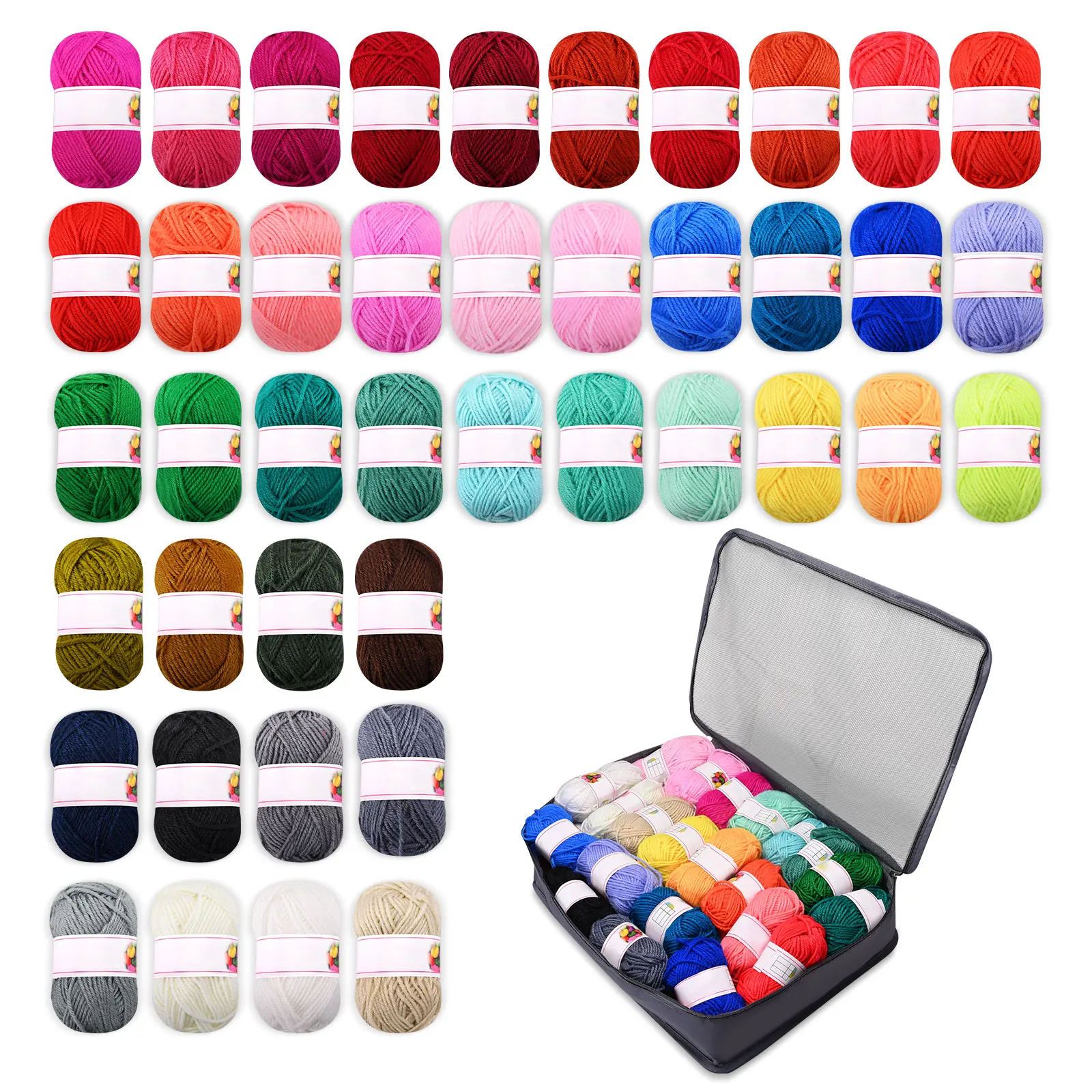Tuting Gun Tufting-Garn, 42 Rollen Tufting-Garn, 100 % Acryl 4-fädiges Garn, für DIY-Pullover, Schals, Teppiche, Socken