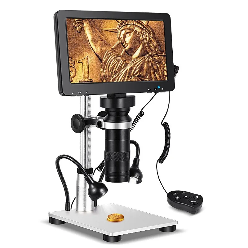 7 Inch HD LCD Digital Microscope Eyepiece Electronic Inspection Microscope for Phone PCB Soldering Watch Repair Coin Jewelry