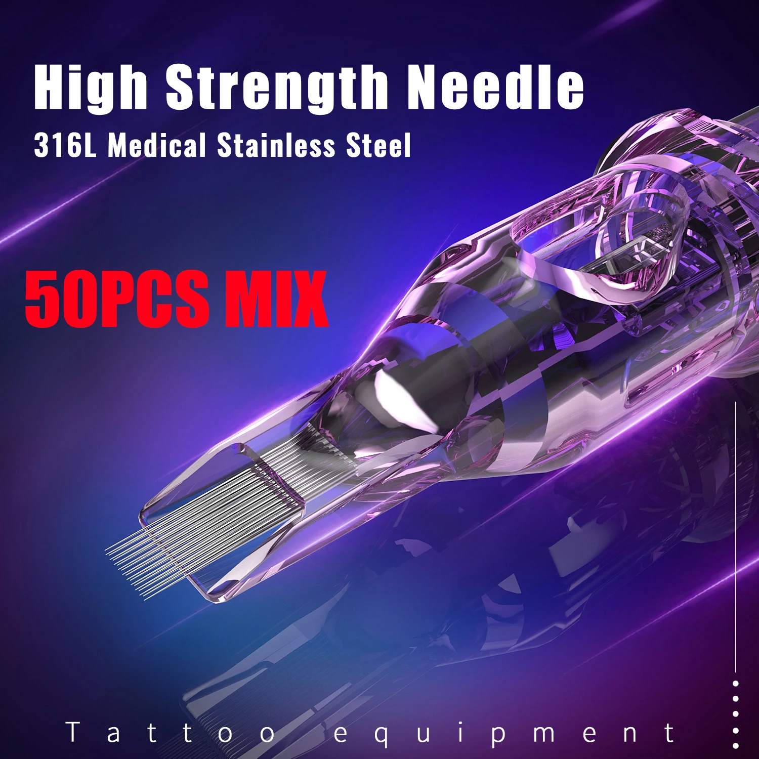 

Фиолетовые картриджи для татуировок 50/20 шт. MIX, одноразовые иглы RM/RL/M1/RS, смешанные иглы для тату-машинок.