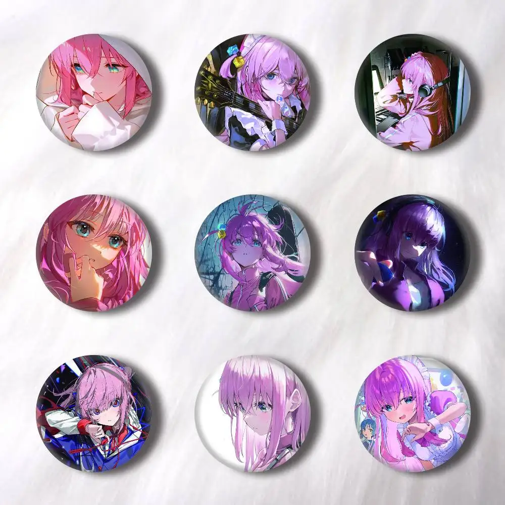 Anime Hitori Goto Creative Round Button Badges Cute Pin Brooch for Backpack Clothes Lapel Jewelry Accessories Friends Gift