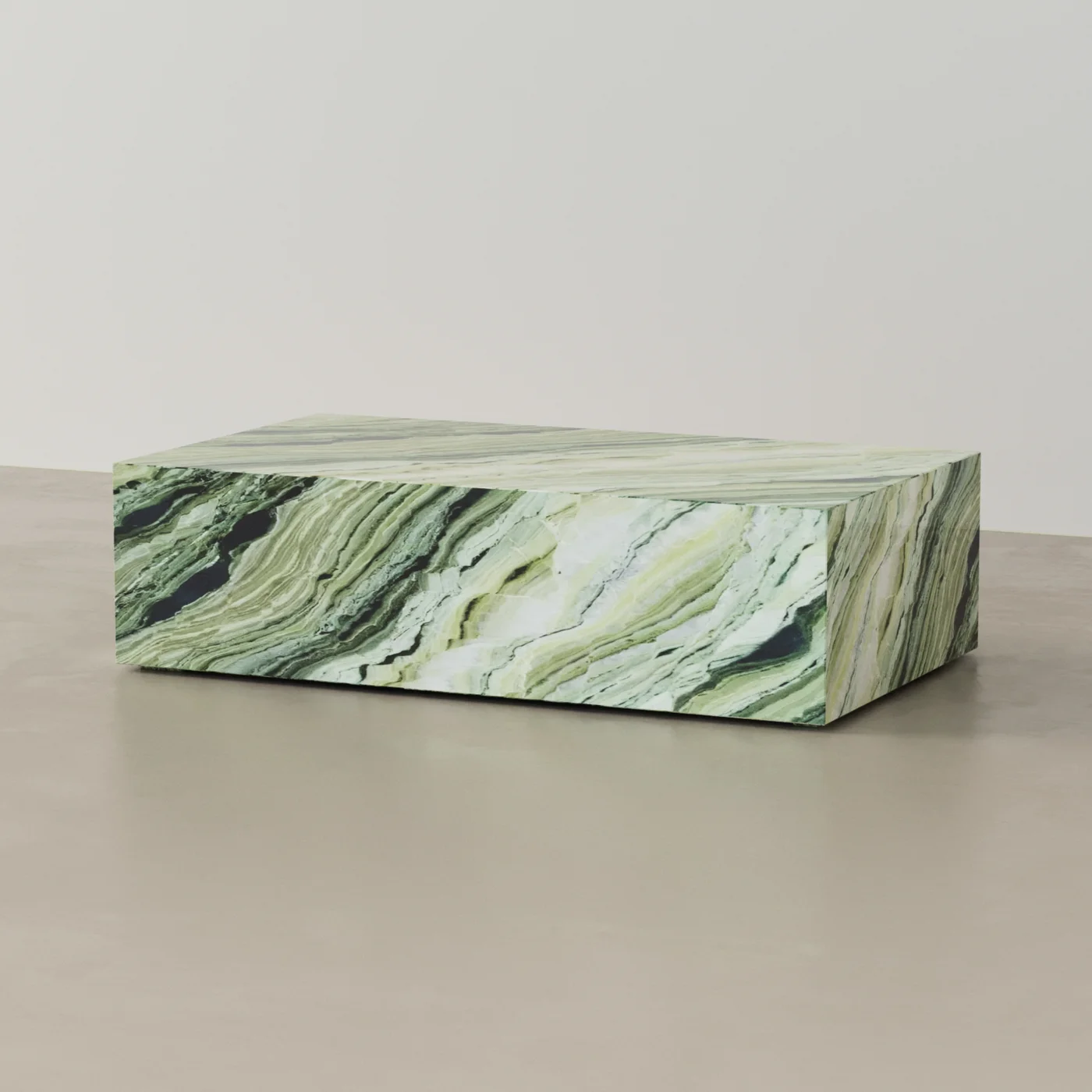 S% Chinese Style Green Flowing Pattern Design Tea Table High-End Elegant Travertine Coffee Table