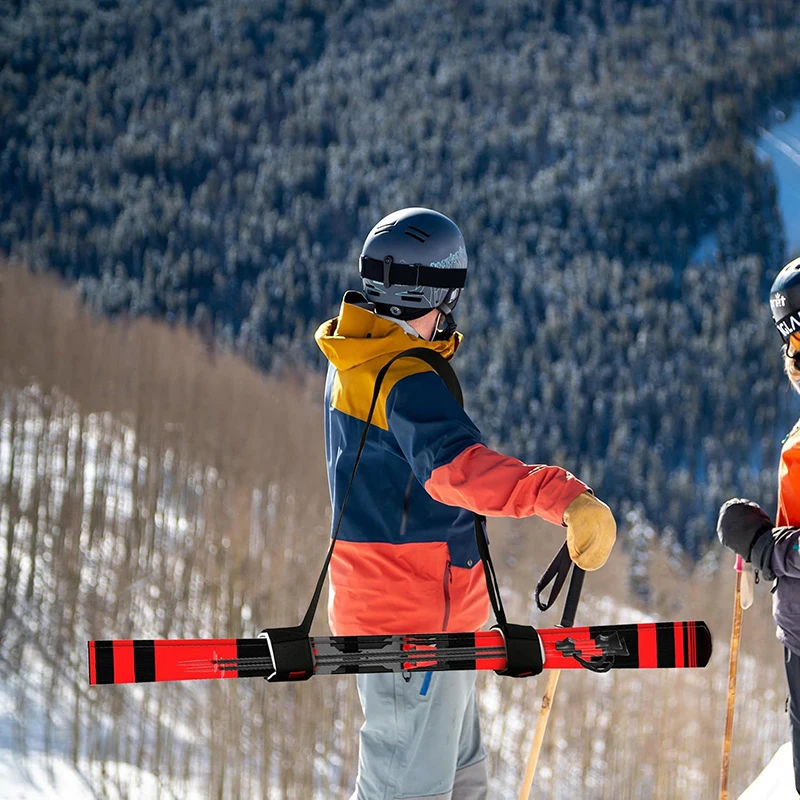 

Ski Pole Shoulder Strap-Adjustable Nylon Carrier with Secure Hook,Ergonomic Handle for Easy Transport of Ski Poles&Hiking Sticks