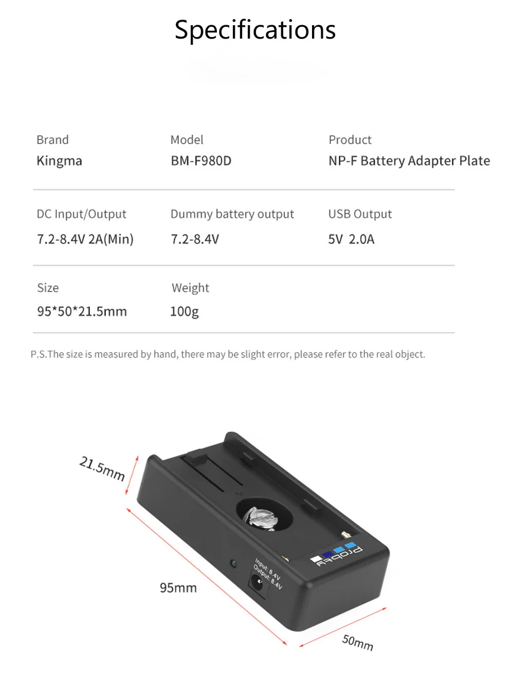 DR-FW50 NP-FW50 Dummy Battery with NP-F Battery Adapter Plate For Sony A7 A7R A7S A7II A7RII A7SII A6500 A6400 A6300 A6100 A6000