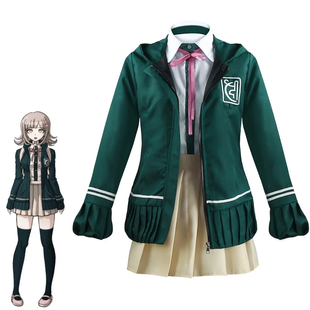 2025 Chiaki Nanami Cosplay Uniforme, Veste, Chemise, Sac, Ensemble Completo para Femmes, Disfraz