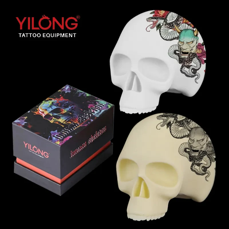 3D Tattoo Practice Skin Head - Silicone Rubber Skull for Artists & Beginners Tattoo Supplies