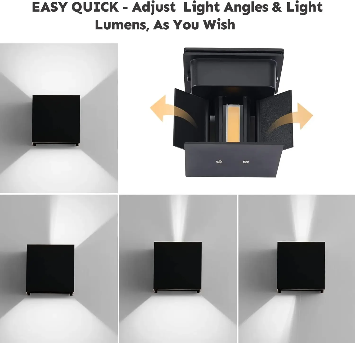 2 Pack Outdoor Wall Sconces Lighting 10W LED Wall Pack Light Adjustable Up Down Light Beam Waterproof Outdoor Lights Exterior