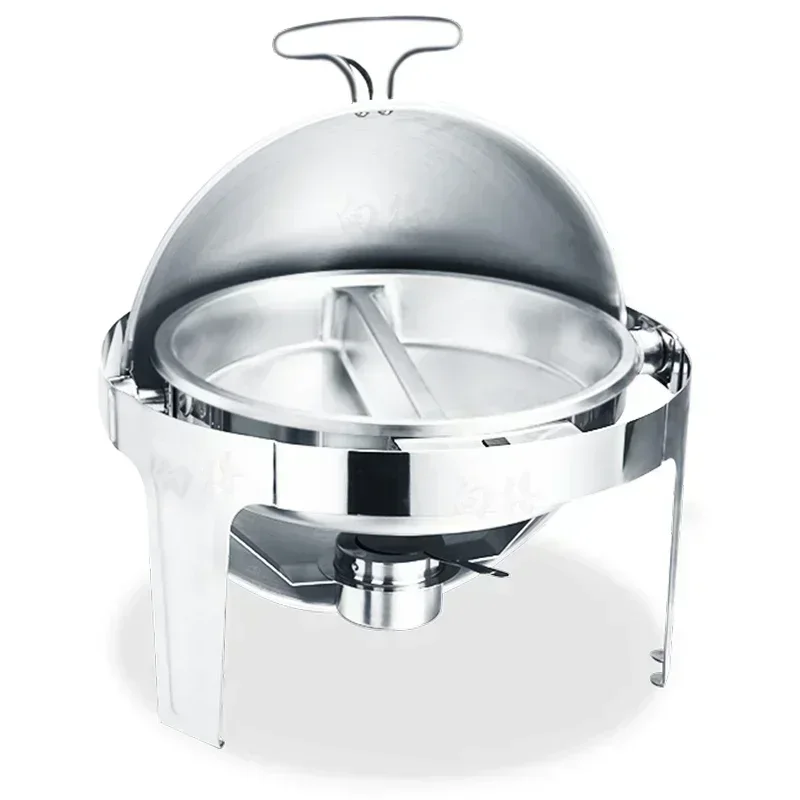 new Thickened Stainless Steel Round Buffet Stove. Electric Heating. Hotel Flip-top Insulation Breakfast Stove.