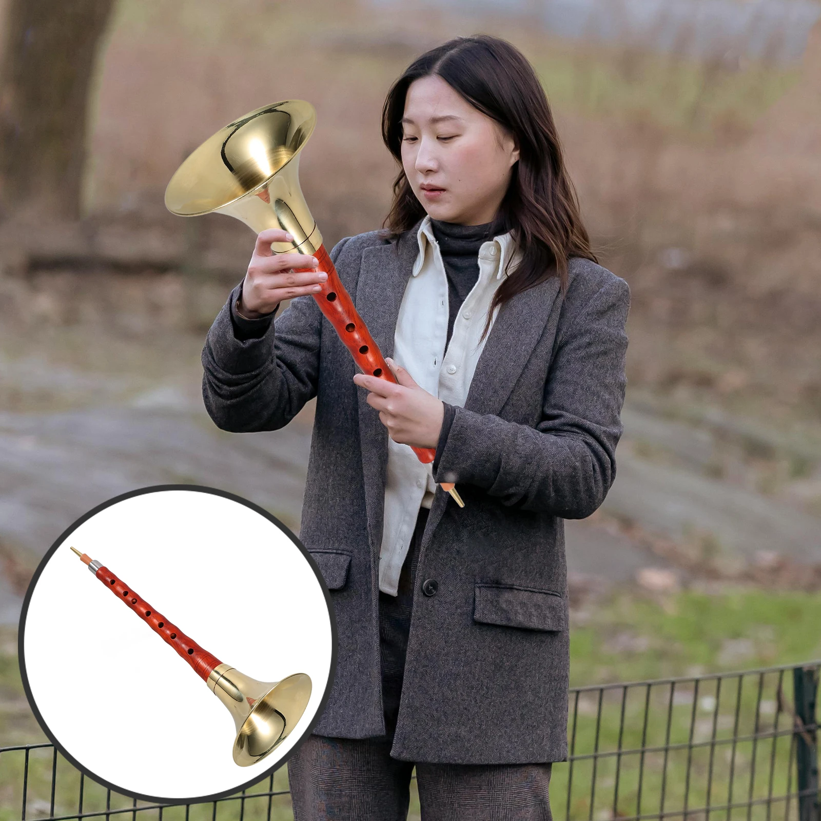 

1Set Wood Suona Professional Wind Instrument Lightweight Compact Suitable for Beginner Practice Instrument