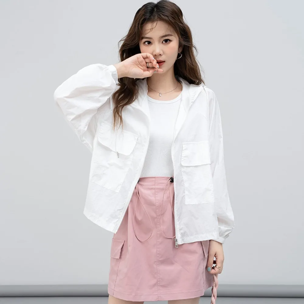 Thin Sunscreen Clothing Anti UV Sun-Protective Summer Long Sleeved Jacket Waterproof Loose Leisure Hooded Outwear Summer