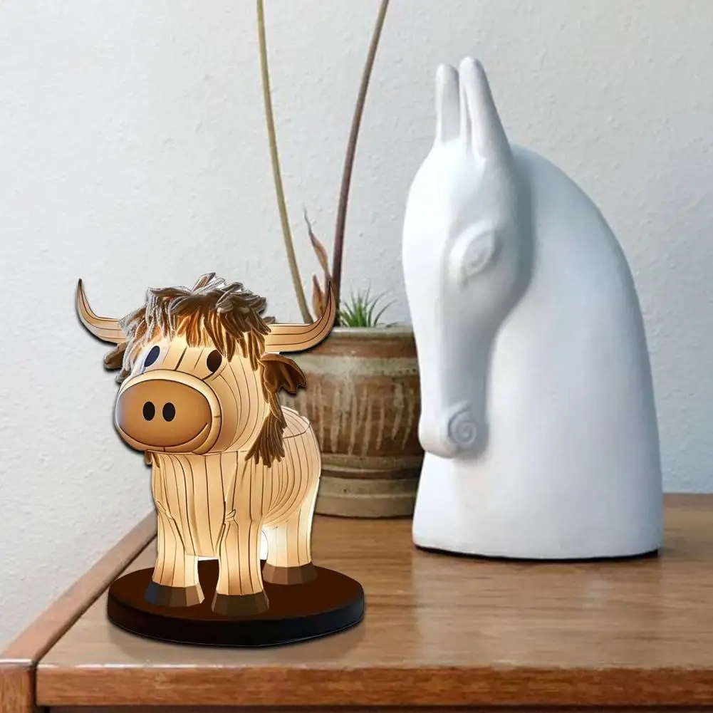 Imagem -03 - Candeeiro de Mesa Vaca Vintage para Sala de Estar Luz Noturna Exclusiva Operada por Usb Decoração de Mesa do Quarto Presente de Aniversário