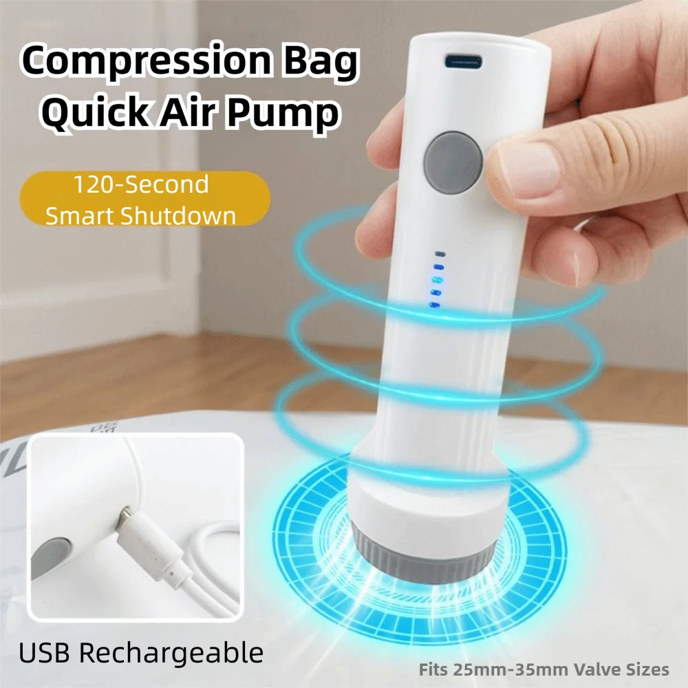 New Rechargeable Electric Vacuum Pump Portable Low Noise Vacuum Bag Suction Pump Lightweight Mini Compressed Bag Air Pump Travel