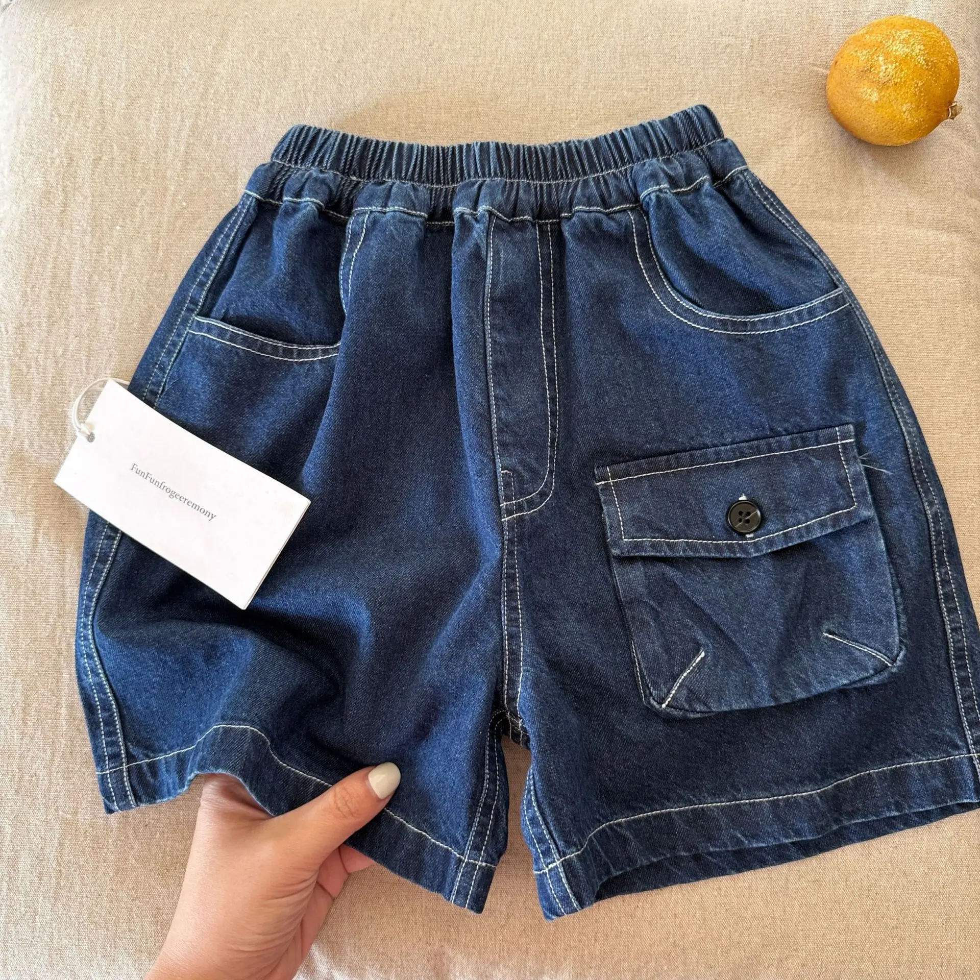 

2026 Summer New Children Denim Shorts Fashion Versatile Boys Casual Jeans Baby Girls Loose Five Point Pants Kids Clothes