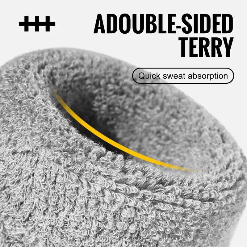 WRELS Wristband Sweatband Absorbent Thick Terry Cloth Gym Fitness Basketball Tennis Yoga Weightlifting Running Sport Wrist Band - Image 4