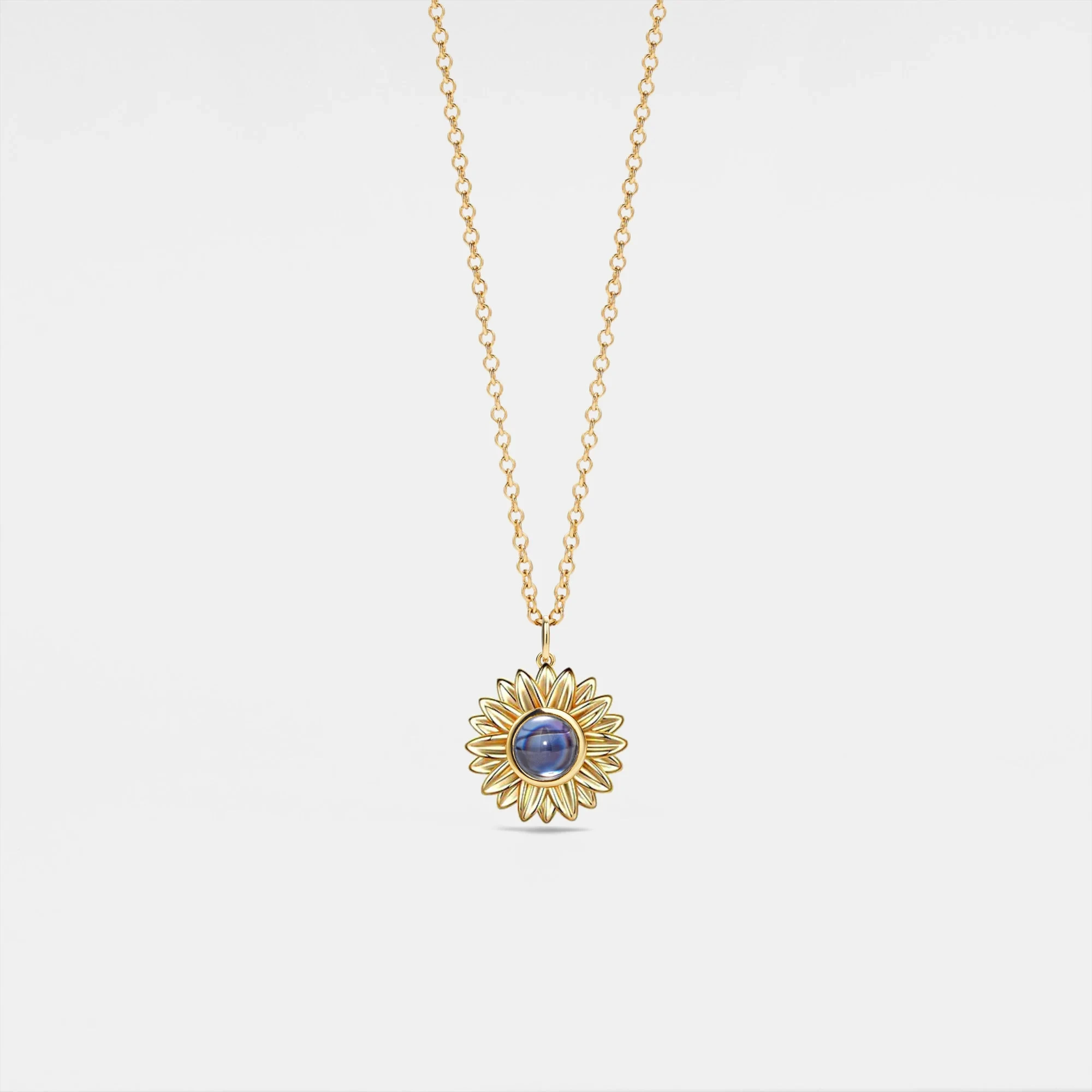 Customized Photo Projection Sunflower Necklace Personalized Picture Inside Pendant Keepsake Jewelry Trendy Best Friend Gift
