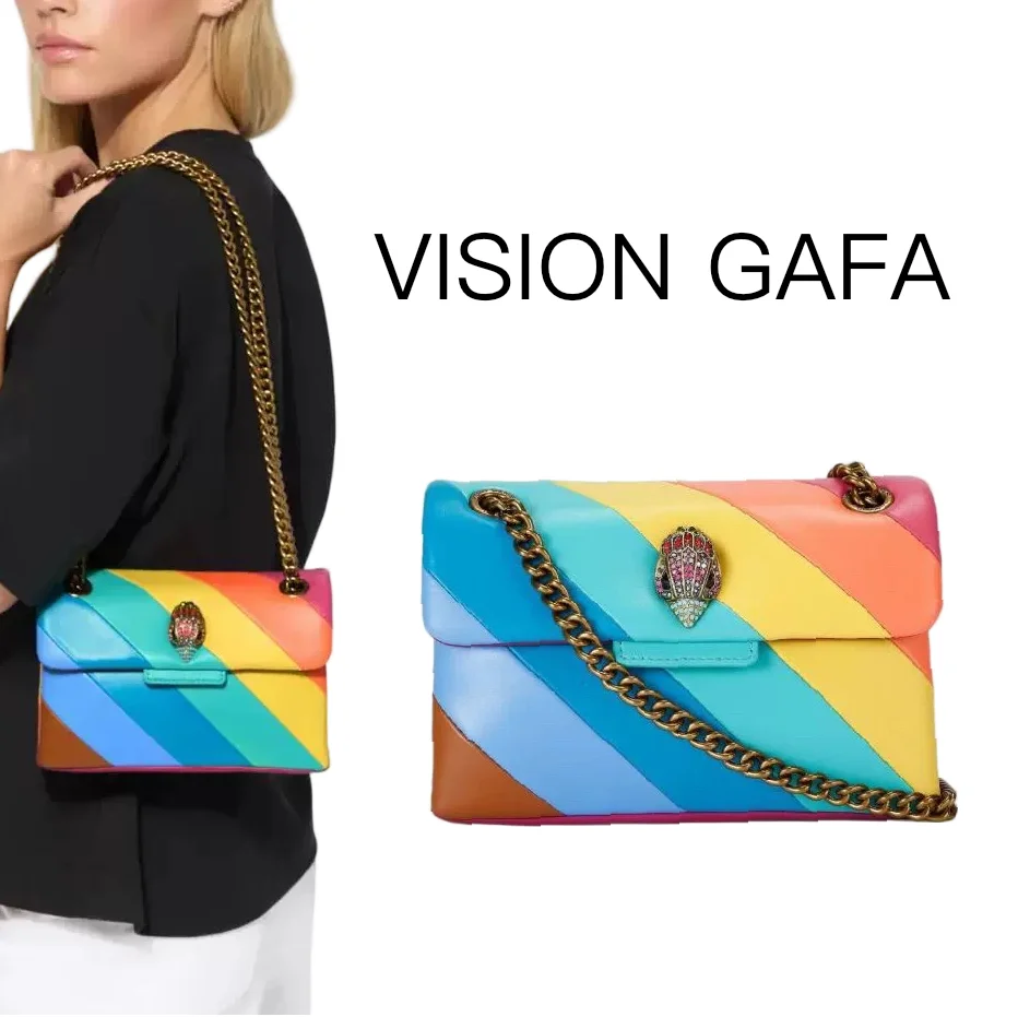 Rainbow Spliced  Genuine Leather Women's Bag Evening Bag Crossbody Bag Female Model Fashionable And Stylish