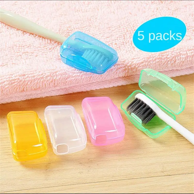 Portátil Toothbrush Head Cover, Travel Cap, Caminhadas, Camping Escova, Cleaner Proteger, Teethbrush Armazenamento, Banheiro Organizador, 5Pcs por Conjunto