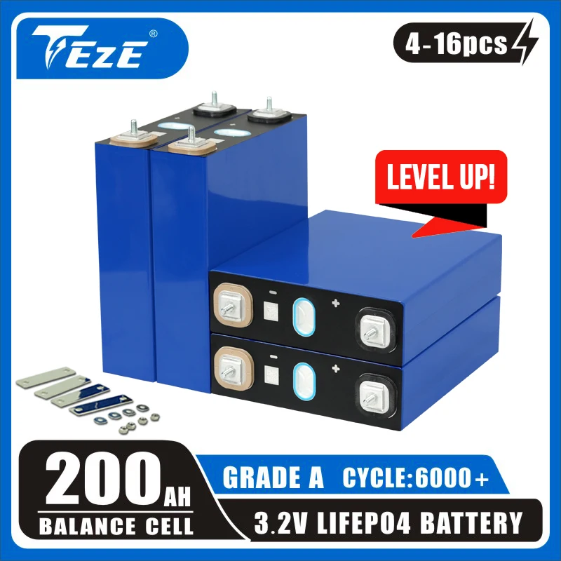 3.2V 200AH LiFePO4 Battery Brand New 200AH 100% Full Capacity 6000 Cycles DIY 12V 24V 48V Rechargeable Cells