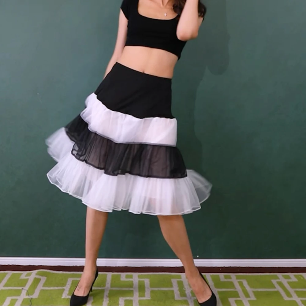 

Нижняя юбка 50-х годов Кринолин Платье без обручей Платье-пачка Нижняя юбка 50-х годов Винтаж Ретро Черно-белая тюлевая юбка Свободное платье