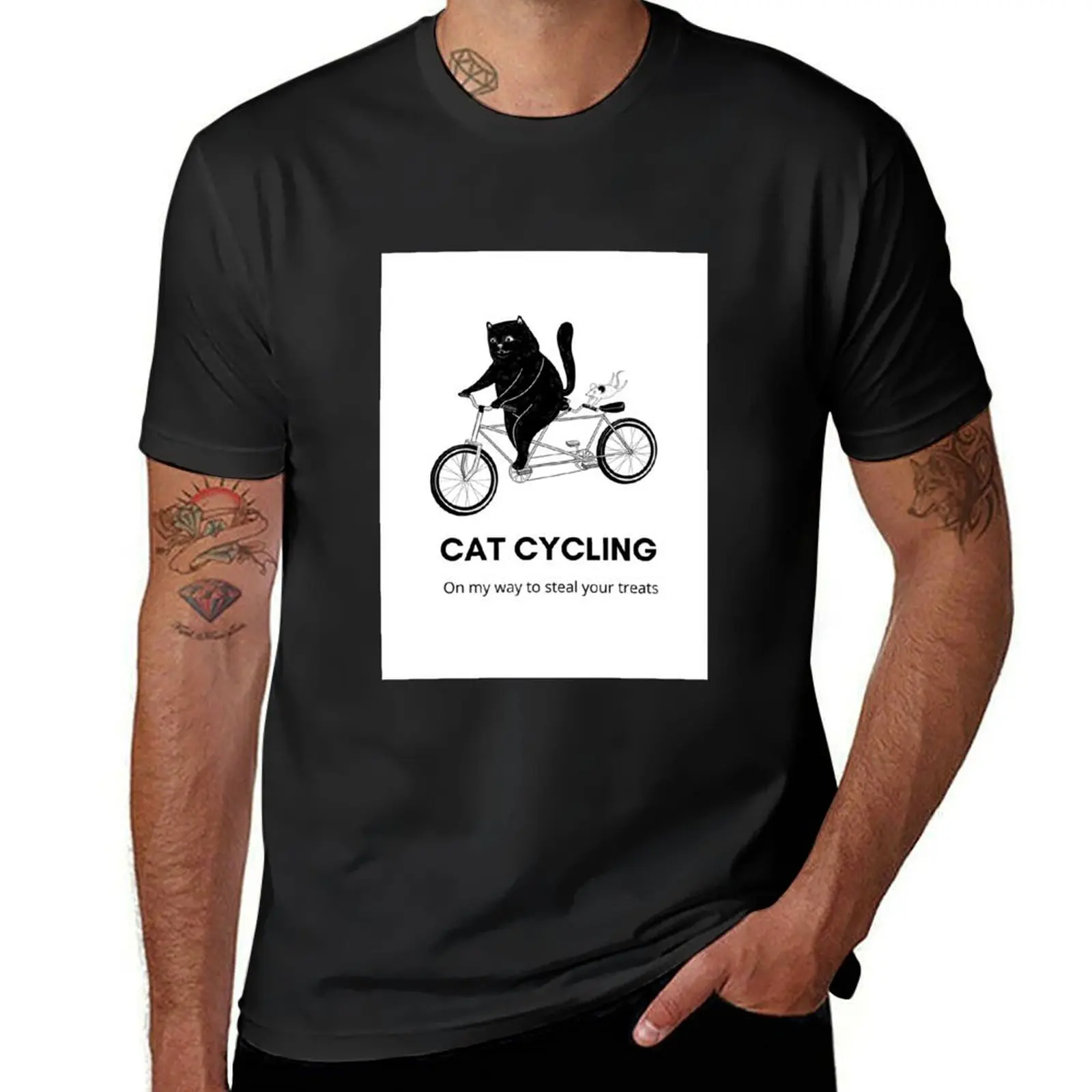 Cat cycling: On my way to steal your treats Cat Dreams Design T-Shirt korean fashion plain Men's t-shirts