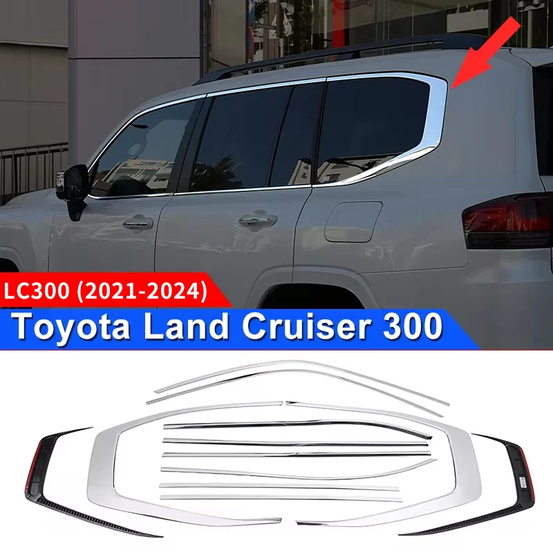 For 2021-2024 Toyota Land Cruiser 300 Car Side Window Chrome Decorative Strip LC300 Exterior Modification Accessories body kit