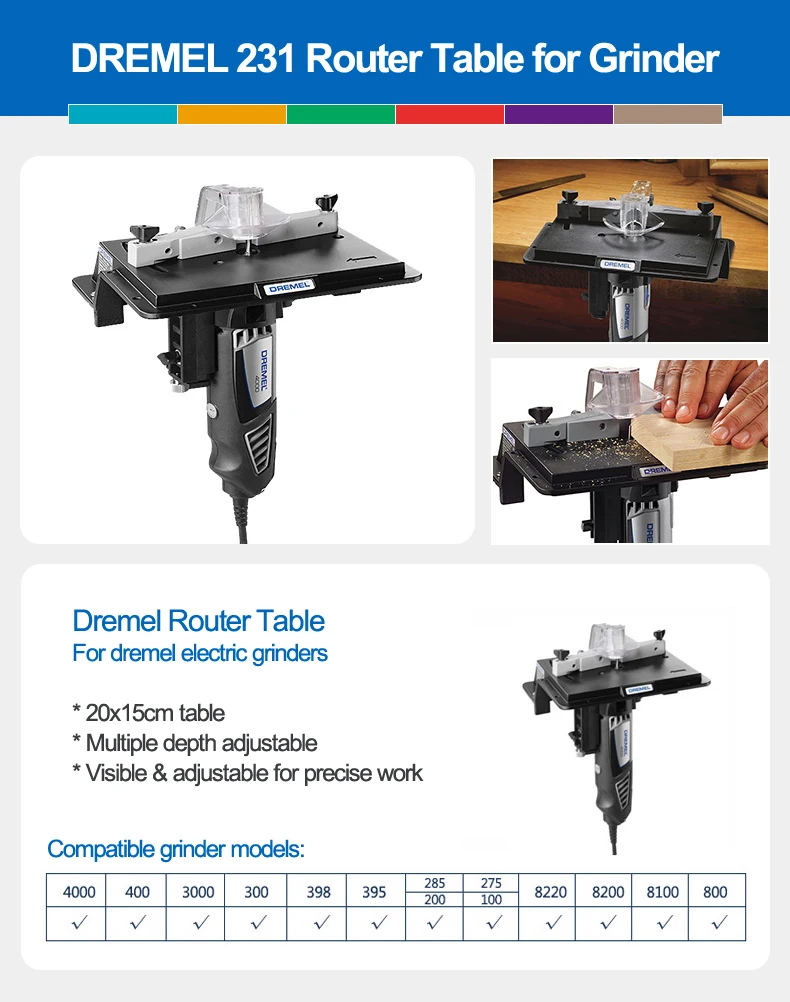 Imagem -04 - Dremel 23101 Router Table Woodworking Tool Attachment Lixamento com Moedor Elétrico Ferramenta de Escultura Rotativa